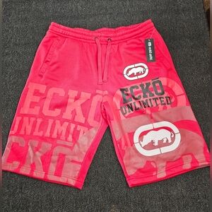 Ecko Unlimited Men’s Size XL Red 100% Polyester Graphic Logo Athletic Shorts